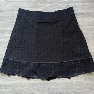 Ann Taylor LOFT Black Lace A-Line Mini Skirt